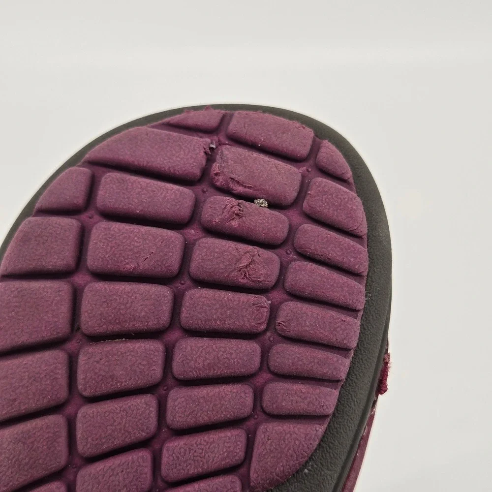 Clarks First Shoes Tiny Mist Plum Burgundy Leather Mary Jane Stars Shoes Sz 6W